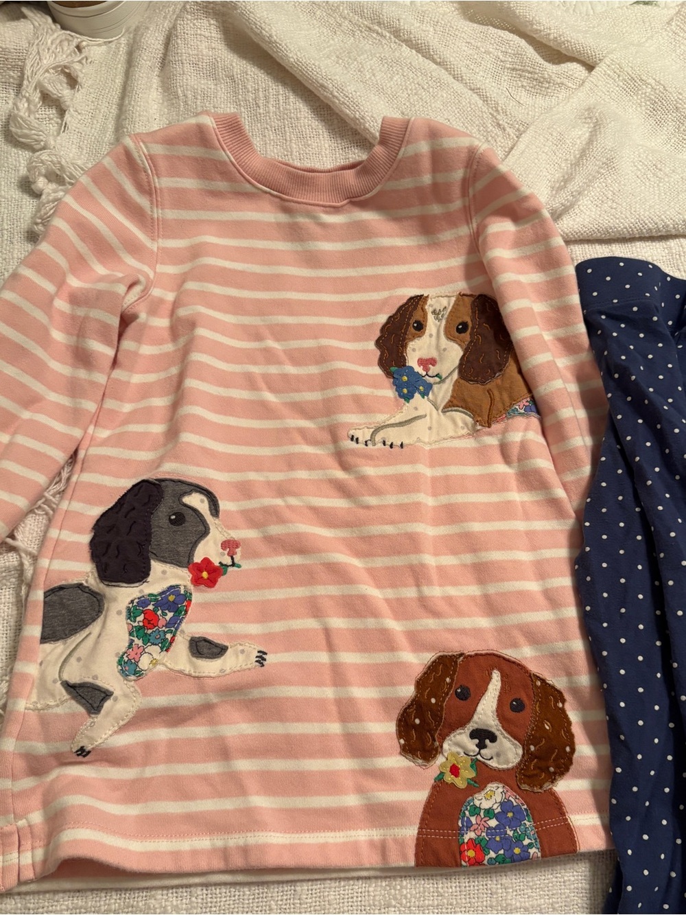 Mini Boden Pink Sweatshirt Dress/Tunic with Puppies Graphic Detail size 2-3